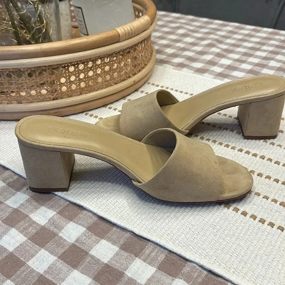 Pre-owned J Crew Sueded Block Heel Mule Slide Sandals Women’s Size 6 - Picture 4 of 5